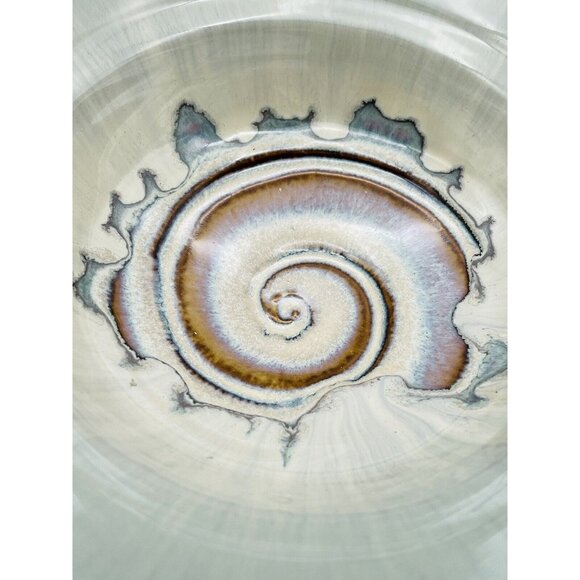 11” Bill Campbell Studio Art Pottery Spiral Swirl Bowl Hand Thrown Drip Glaze - Picture 3 of 6